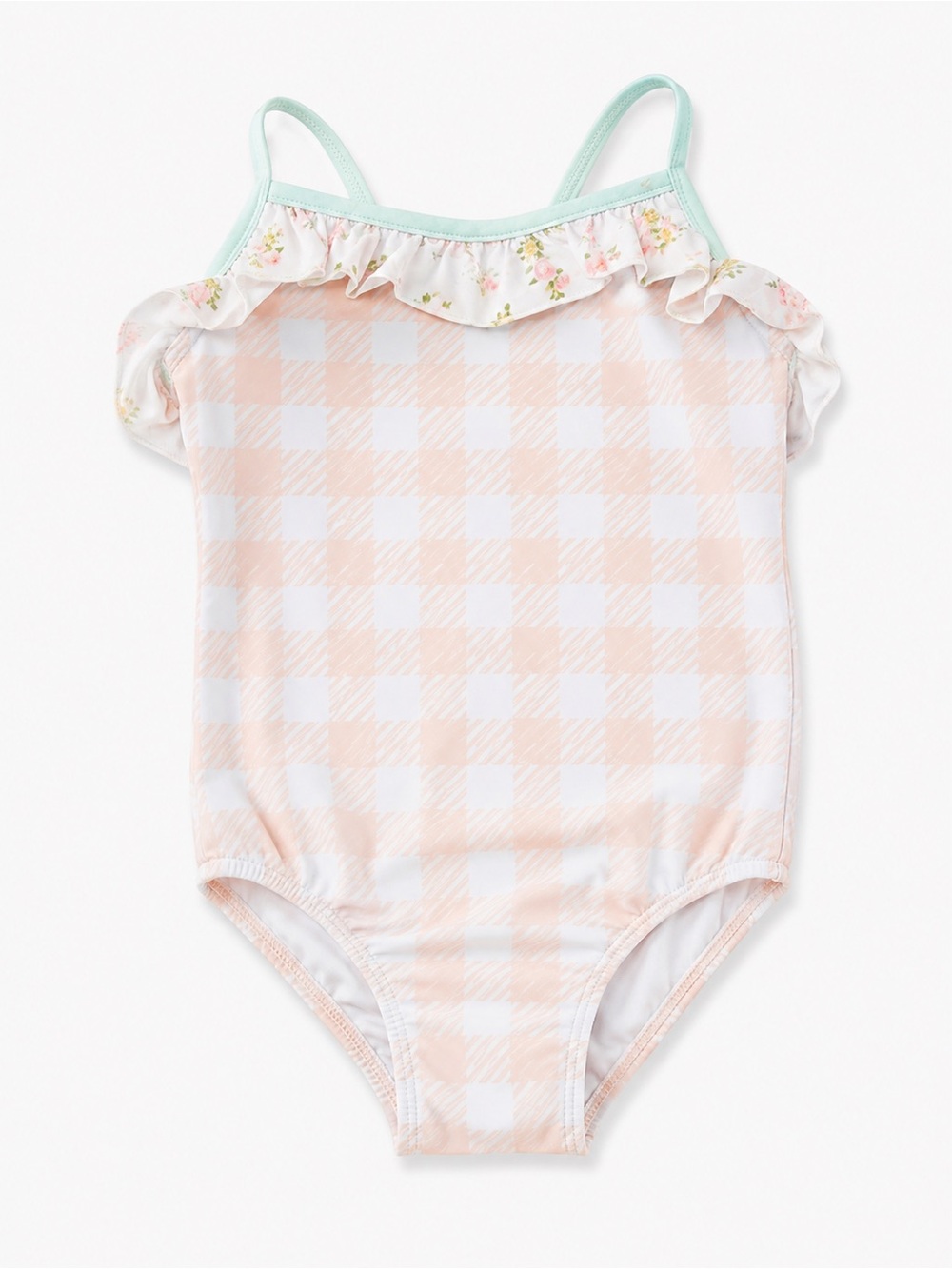 NWT‎ Sweet Honey Girls Ocean Isle Pastel Plaid One-Piece Swimsuit with Ruffle 4T